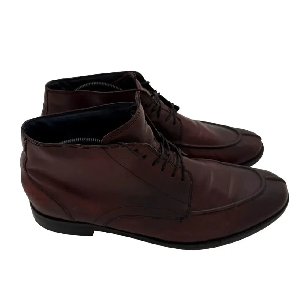 Cole Haan Men's Wine/Burgundy Leather Lace-Up Ankle Boots